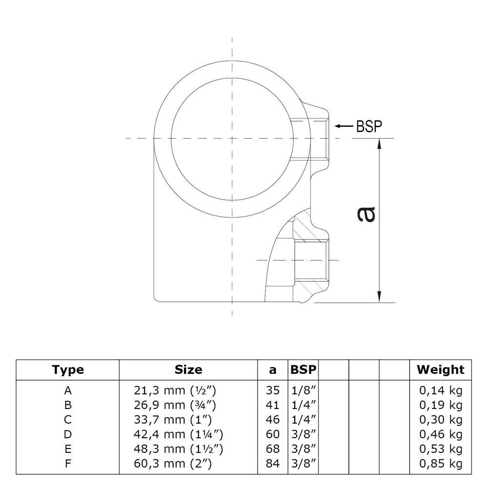 Buiskoppeling Kort T-stuk-B / 26,9 mm